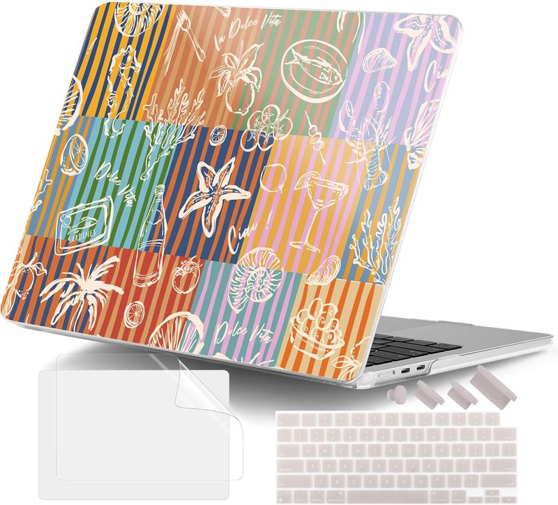 DONGKE for M4 MacBook Air 13.6 Inch Case 2025 2024 2023 2022 Model A3240 A3113 A2681 M3 M2 Chip, Plastic Hard Shell Case Cover with Touch ID for MacBook Air 13 Inch M4 - Italy Mood - Image 1